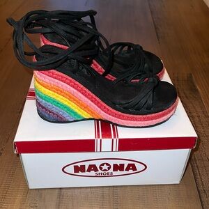 Naona rainbow heels black ankle tie size 5 worn once excellent used condition!